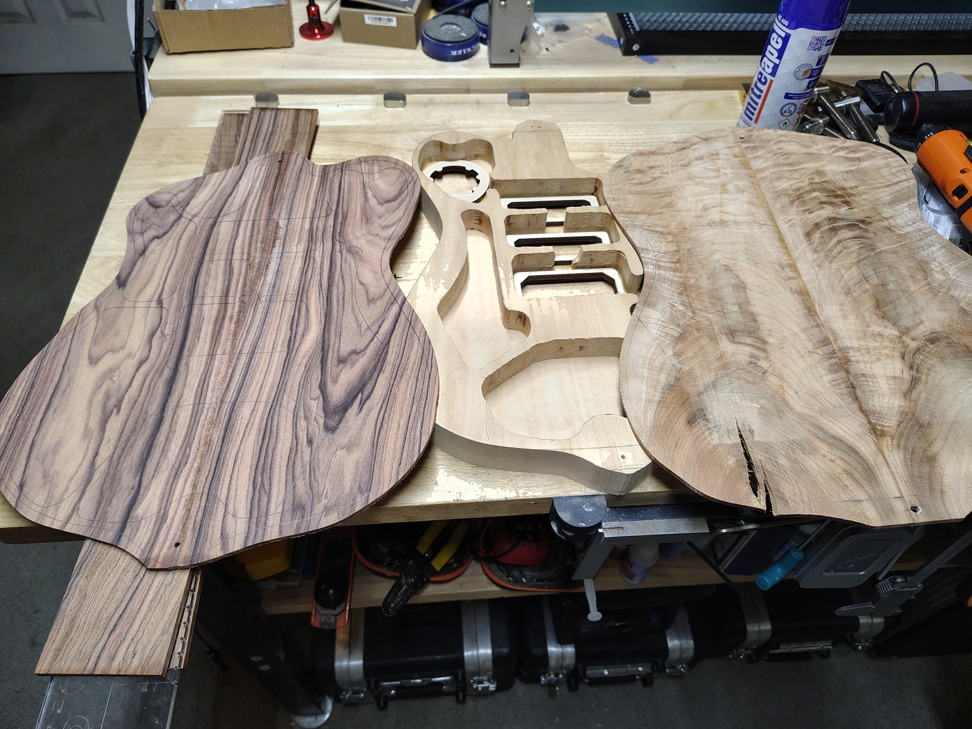 Drop top and middle layer,
rough cut