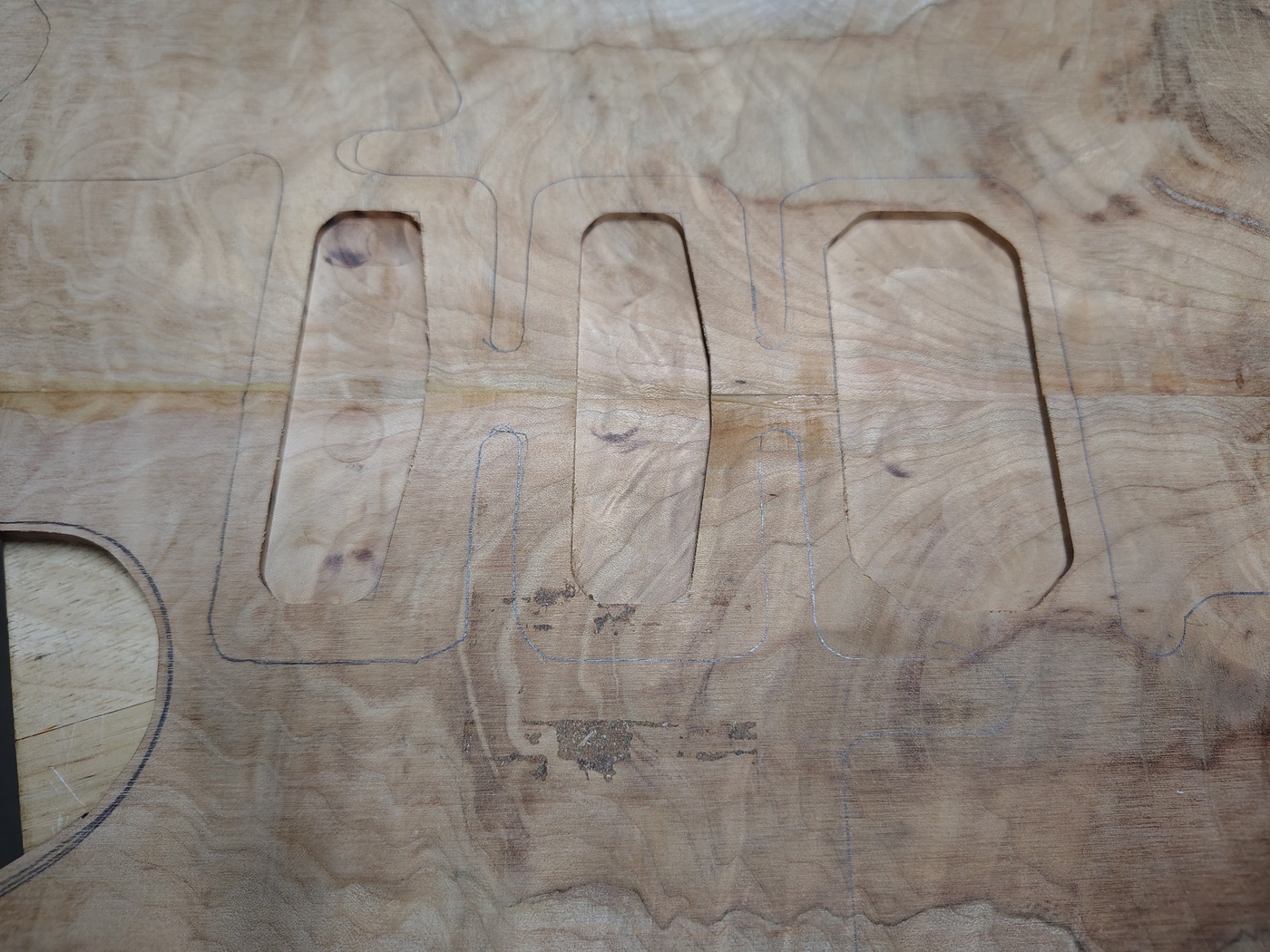 Underside of the drop top
where the pickups will be mounted